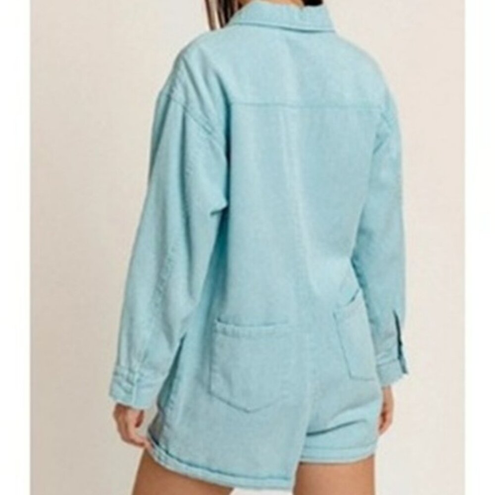 Denim Jumpsuit Overalls, Short, Medium Size, New With Tags